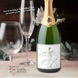 手書きワイ結婚ンラベル スパークリングワインラベル