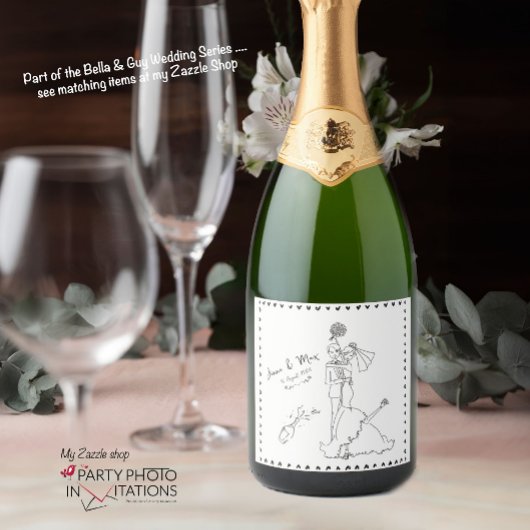 手書きワイ結婚ンラベル スパークリングワインラベル