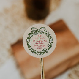 手書きヴィンテージクリームクリスマス封筒用シール ラウンドシール