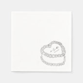 手書きヴィンテージケーキグレイお洒落ズ結婚ズ スタンダードカクテルナプキン (正面)