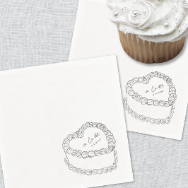 手書きヴィンテージケーキグレイお洒落ズ結婚ズ スタンダードカクテルナプキン