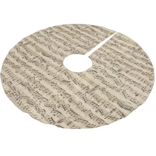 手書きヴィンテージシートミュージックツリースカート ブラッシュドポリエステルツリースカート