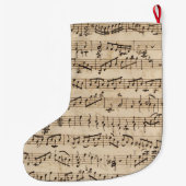 手書きヴィンテージシート音楽クリスマスストッキング ラージクリスマスストッキング (裏面)