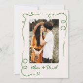 手書きヴィンテージフォトグお洒落リーン結婚ズ 招待状 (裏面)