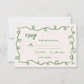 手書きヴィンテージフランスのグお洒落ロ結婚ング 出欠カード (正面)