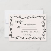 手書きヴィンテージフランスのブラックお洒落結婚ズ 出欠カード (正面)