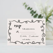 手書きヴィンテージフランスのブラックお洒落結婚ズ 出欠カード (スタンド正面)