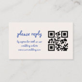 手書きヴィンテージフランスのブルーお洒落結婚ズ エンクロージャーカード (正面)