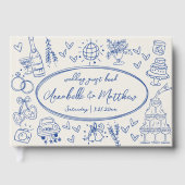 手書きヴィンテージブルーお洒落結婚ズ ゲストブック (正面)