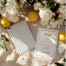 手書きヴィンテージブルー手書きRSVPカード