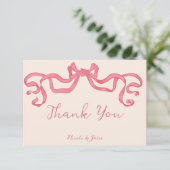 手書きヴィンテージレトロリボン結婚落書き サンキューカード (スタンド正面)