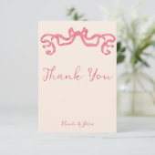 手書きヴィンテージレトロリボン結婚落書き サンキューカード (スタンド正面)