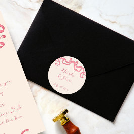 手書きヴィンテージレトロリボン結婚落書き ラウンドシール