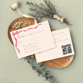 手書きヴィンテージレトロリボン結婚落書き 出欠カード