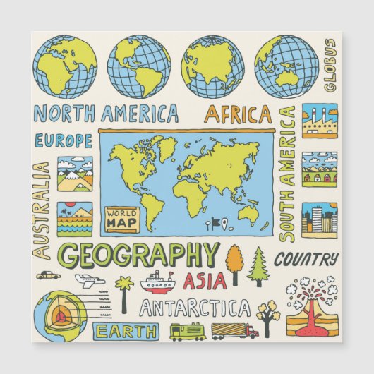 手書きヴィンテージ地理イラストレーション (正面)