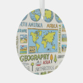 手書きヴィンテージ地理イラストレーション ガラスオーナメント (正面右)
