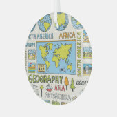 手書きヴィンテージ地理イラストレーション ガラスオーナメント (正面左)