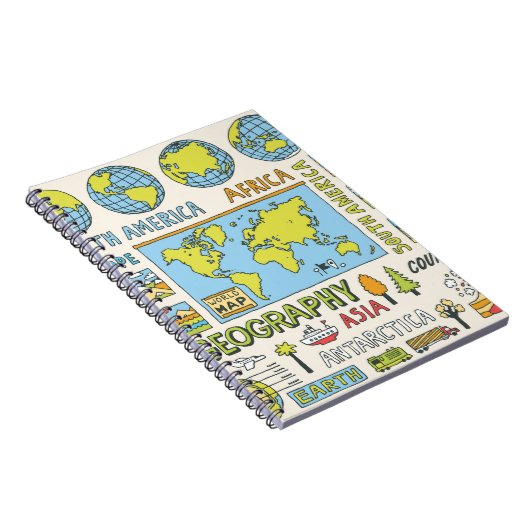 手書きヴィンテージ地理イラストレーション ノートブック (右側)