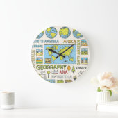手書きヴィンテージ地理イラストレーション ラージ壁時計 (ホーム)
