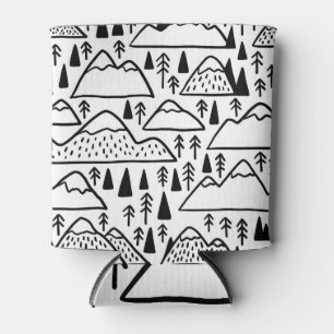 手書きヴィンテージ山と木。 缶クーラー