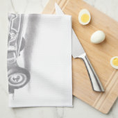 手書きヴィンテージ消防車のスケッチ キッチンタオル (四つ折り)