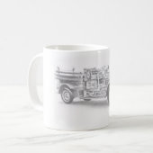 手書きヴィンテージ消防車のスケッチ コーヒーマグカップ (正面左)