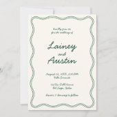 手書きヴィンテージ緑の手書き結婚の 招待状 (正面)