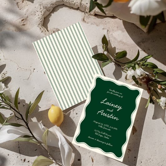 手書きヴィンテージ緑の手書き結婚の 招待状