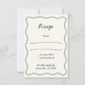 手書きヴィンテージ緑の手書きRSVPカード 出欠カード (正面)