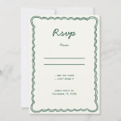 手書きヴィンテージ緑の手書きRSVPカード 招待状 (正面)