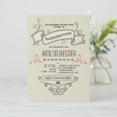 手書きヴィンテージ要素の卒業招待状 招待状 (スタンド正面)