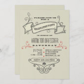 手書きヴィンテージ要素の卒業招待状 招待状 (正面/裏面)