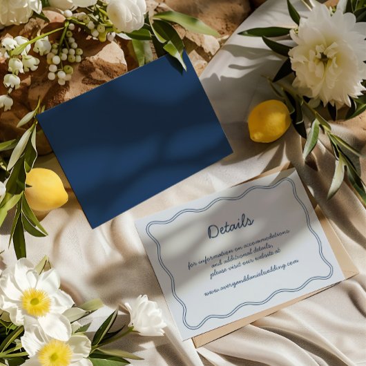 手書きヴィンテージ青い手書き詳細 エンクロージャーカード