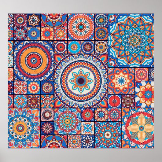 手書きヴィンテージ：イスラムの装飾要素 ポスター (正面)