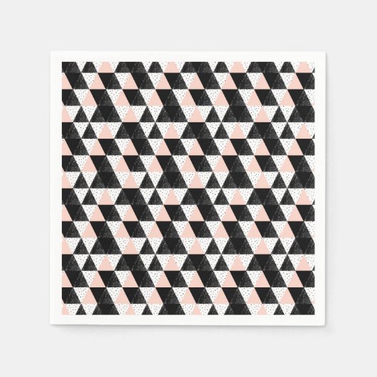 手書き三角形の幾何学的パターン スタンダードカクテルナプキン (正面)