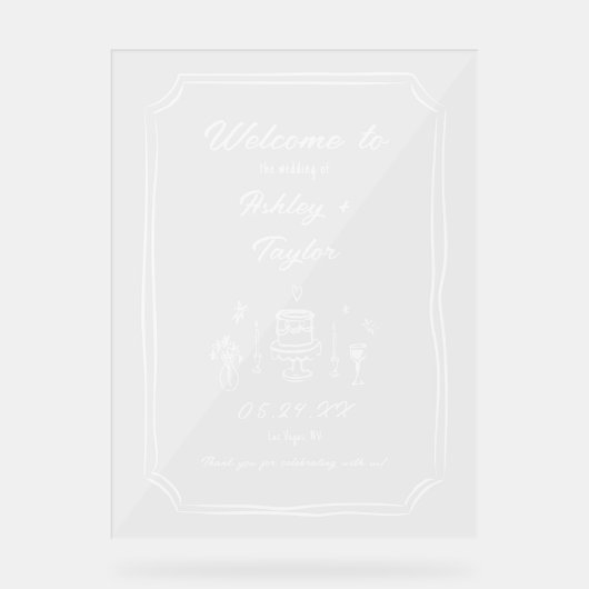 手書き予測できなおもしろい結婚の歓迎 アクリルサイン (正面)