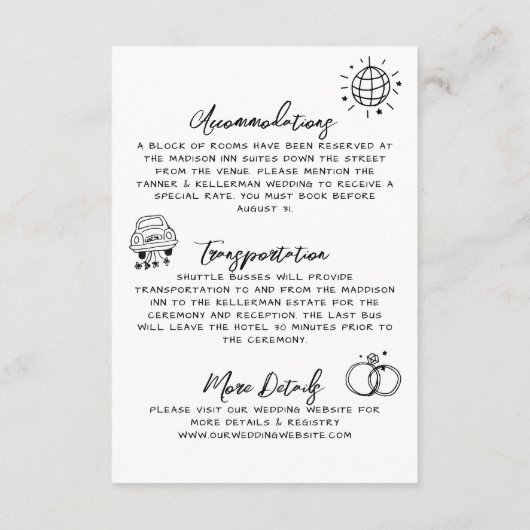 手書き予測できなのお洒落結婚詳細 エンクロージャーカード (裏面)