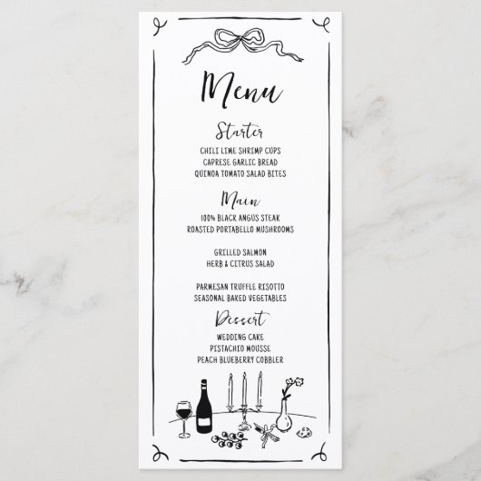 手書き予測できな手書き結婚の メニュー (正面)