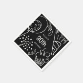 手書き任意の年齢の誕生日パーティー白黒 スタンダードカクテルナプキン (角)