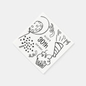 手書き任意の年齢の誕生日パーティー白黒 スタンダードカクテルナプキン (角)