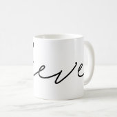 手書き信じスクリプトタイポグラフィ コーヒーマグカップ (正面右)