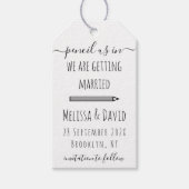 手書き入力で鉛筆の日付の結婚保存 ギフトタグ (正面)