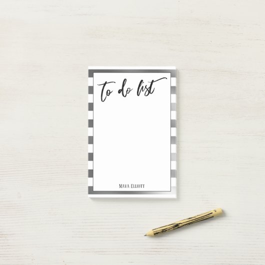 手書き入力で銀と白の文字をリストすストライプる ポストイット (デスク上)