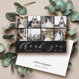 手書き入力フォトコラージュ黒 サンキューカード