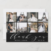 手書き入力フォトコラージュ黒 サンキューカード (正面)