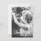 手書き入力ブラック&ホワイト結婚ズ サンキューカード (正面)