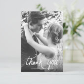 手書き入力ブラック&ホワイト結婚ズ サンキューカード (スタンド正面)