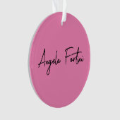 手書き入力プレーンシンプルプロフェッショナルピンク オーナメント (正面)