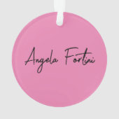 手書き入力プレーンシンプルプロフェッショナルピンク オーナメント (裏面)