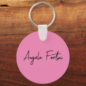 手書き入力プレーンシンプルプロフェッショナルピンク キーホルダー (正面)